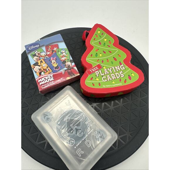 Lot Of 3 Vintage Sealed Playing Cards. Invisible Xmas Tree Mickey - Picture 1 of 3